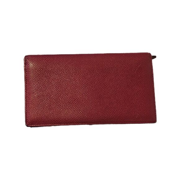 Bulgari (Authentic) Dark Red Leather Bi-fold Long Wallet w/ Silver Emblem EUC - Picture 2 of 11